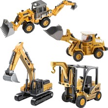 Renas Store Giffy/oyuncak Kutulu Metal Başlıklı Iş Makinaları Seti Kepçe Bulldozer Forklift 4 Ü 1 Arada Set Sürtmeli 1:70 Ölçek Full Metal Başlık Rc Iş Makinası Setleri