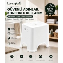 Loremp Kaydırmaz Tabanlı Plastik Tabure 120 kg Taşıma Kapasiteli Çok Amaçlı Basamak ve Oturma Taburesi Beyaz
