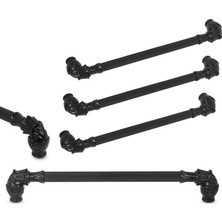 Renas Store BADEM10 Alyans Çekmece Dolap Kapak Kulpu Kulbu 192 mm Siyah Rustik Metal Kulp (4 Adet)