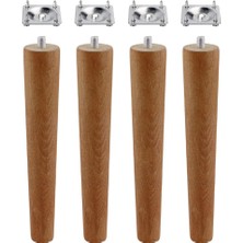 Renas Store Ahşap Ayak Masa Sehpa Tabure Puf Ünite Mobilya Ayağı M8 Civata 20 cm Ayak+Bağlantı Aparatı 8'li Set