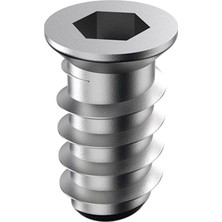 Renas Store BADEM10 Metal Düz Dişli Dübel Ahşap Dübeli M6 8X20 Diş Çinko Mobilya Bağlantı Ünite Birleştirme (50 Adet)