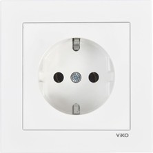 Renas Store Viko Karre 55 Beyaz Topraklı Priz C1 Mekanizma