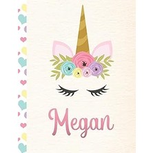 Renas Store Megan: Personalized Unicorn Sketchbook For Girls With Pink Name - 8.5X11 110 Pages. Doodle, Sketch, Create!