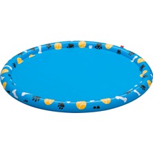 Renas Store Bestway Evcil Hayvanlar Için Pati Su Matı, Çap 147 Cm, Kaymaz Yüzey, Su Fıskiyesi, Bahçe Hortumu Bağlantısı, Dayanıklı Pvc, Onarım Yamaları Dahil