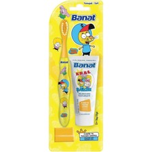 Renas Store Banat Kral Şakir Canan Çocuk Diş Fırçası Seti (Sarı) (25 ml Diş Macunlu)