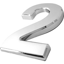Renas Store Yapışkanlı Kapı Numarası Küçük Boy 50 mm 5 cm Numara 2 Rakam Iki Sayısı Krom Renk Numaralar 1 Adet