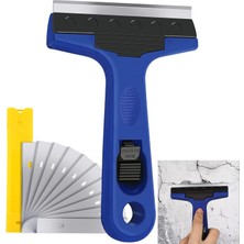 Renas Store Aputue Jilet Kazıyıcı, 10 cm Uzunluğunda 10 Ekstra Metal Bıçaklı, Yapıştırıcı, Boya, Sıva, Çıkartma ve Dekal Temizleme Aparatı, Cam, Fayans ve Zeminler Için