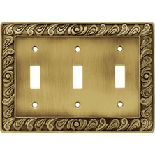 Renas Store Franklin Brass 64055 Paisley Üçlü Diş Anahtarı Duvar Plakası/anahtar Plakası/kapak, Yuvarlak Antik Pirinç