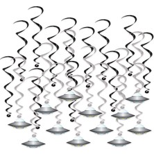 Renas Store Beistle 24 Parça Uçan Tabak Whirls Dış Mekan Süslemeleri Uzaylı Parti Malzemeleri Asılı Spiraller, 44,5 cm - 63,5 Cm, Siyah/gümüş/beyaz/mavi/yeşil