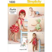 Renas Store Simplicity Dikiş Deseni 1600: Bebek Vintage Tulum Seti, Beden A, Kağıt, Beyaz, A (Xxs-Xs-S-M-L)
