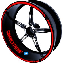 Renas Store Çınar Extreme 4 Parçalı Kesikli Tasarımlı Bayrak Kırmızı Jant Şeridi Sticker