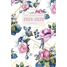 Renas Store Five Year Planner 2024-2028: 6x9 Monthly Journal Organizer Medium | Golden Line Watercolor Floral Design White