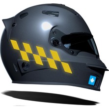 Renas Store Çınar Extreme Reflektif Sarı Damalı Kask Motosiklet Sticker Takımı