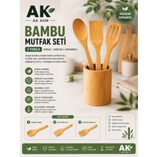 Ak Avm 3 Parça Bambu Mutfak Seti Kaşık Spatula Çatal Doğal Ahşap Mutfak Gereci