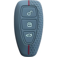 Renas Store Autohan Keys Ford Anahtar Kılıfı, Focus Fiesta Kuga Mondeo Smax Cmax Ecosport Modelleri Için, Gri Petek Desenli Silikon Koruyucu Kılıf