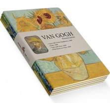 Renas Store Retronote Van Gogh 4'lü Defter Seti 3, Flowers Series, Çizgisiz, 64 Sayfa, 10.5X14CM