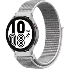 Magicool Samsung Galaxy Watch 4 Hasırlı Cırtcırtlı Kordon - Beyaz