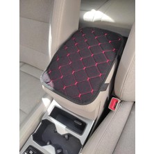 Renas Store Evrensel Araç Koltuk Kolçak Pedi, Siyah Kırmızı Nakışlı, Kaymaz Tabanlı, Sabitleme Lastikli, 29X19 cm