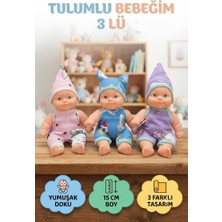 Farbu Oyuncak Et Bebek 15 cm : Desenli Tulum ve Uyumlu Şapka ile 3lü Eğlenceli Eğitici Oyun Set