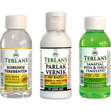 Renas Store Terlans Yağlı Boya Seti Yardımcı Malzemeler 3X100 ml Terebentin - Vernik - Boya Temizleyici