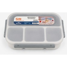 Beny Store 4 Bölmeli Gri Beslenme Kabı Çatal Kaşıklı Lunch Box