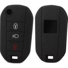 Renas Store Autohan Keys Peugeot 208, 308, 301, 3008, 5008 Modelleri Için Siyah Silikon Anahtar Koruma Kılıfı, 3 Tuşlu