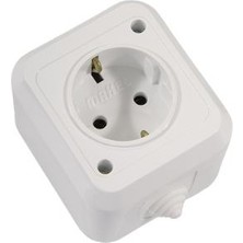 **makel Nemliyer Beyaz Kapaklı Topraklı Sıva Üstü Priz 18304 10'lu Paket – IP44 Korumalı, 16A 250V, Nemli ve Dış Ortam Kullanımına Uygun Elektrik Prizi**