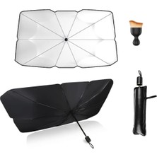 Renas Store Promosyonca Katlanabilir Araba Şemsiyesi, Anti-Uv Ön Cam Kapağı, Isı Koruma, Rüzgar ve Su Geçirmez, Araç Temizlik Fırçası Hediyeli