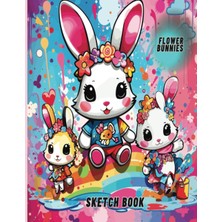 Renas Store Independently Published Flower Bunnies: Flower Bunnies Large Blank Sketchbook For Girls, 110 Pages, 8.5" x 11", For Drawing, Sketching & Crayon Coloring (Kids Drawing Books),bunny Sketch Book, Doodle.