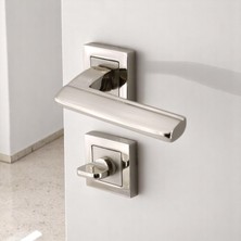 Renas Store Ultra Wc - Banyo Kapı Kolu Inox Kare Rozetli Sağ Sol Uygun Ev Kapısı Kolları Kilitlenebilir 1 Takım