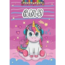 Renas Store Amy: Livre De Coloriage Personnalisé Pour Amy | Licorne | Cadeau D'anniversaire Pour Fille ... | 4 À 8 Ans | 25 Motifs De Licorne Avec Le Prénom Amy, Grand Format A4 (21 x 29.7 Cm)