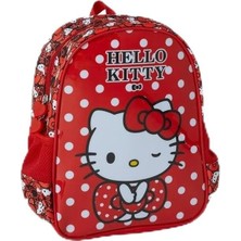 Renas Store Hello Kitty Kırmızı Çocuk Sırt Çantası, Polka Noktalı Desen, 7 Adet Defter Hediyeli