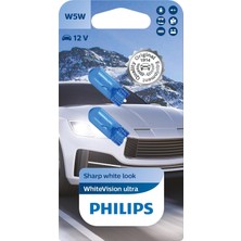 Renas Store Philips T10 W5W Whitevision Ultra Halojen Sinyal Lambası, Çift Kabarcık, 35484330, Arabalar Için, Beyaz Gün Işığı