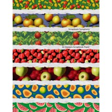 Renas Store Scrapbook Paper Pad - 42 Designs - Fruit Patterns - Double Sided A4 Pages