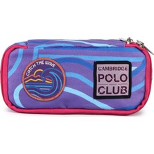 Renas Store Cambridge Polo Club Tek Bölmeli Unisex Çocuk Kalem Çantası, Wave, Mor, Üniseks Çocuk