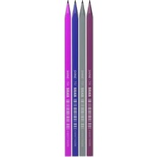Renas Store Kurşun Kalem 4 Renk Üçgen Metalik 1 Paket Silka Shina Üçgen Metalik Kurşun Kalem