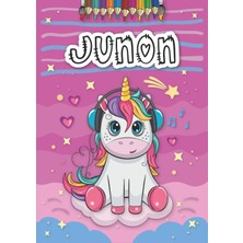Renas Store Junon: Livre De Coloriage Personnalisé Pour Junon | Licorne | Cadeau D'anniversaire Pour Fille ... | 4 À 8 Ans | 25 Motifs De Licorne Avec Le Prénom Junon, Grand Format A4 (21 x 29.7 Cm)