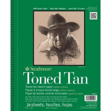 Renas Store Strathmore P412-11-4 400 Serisi Toned Tan Drawing Pad STR-412-11 Eskiz Defteri, 24 Yaprak, 27,9 x 35,6 Cm, Kağıt, Kahverengi, 28 x 36 Cm, Parça
