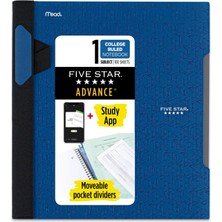 Renas Store Five Star Advance Spiral Notebook-Standart Boyut, Thema, 100 College-Ruled Yaprak, 27,9 x 21,6 cm Boyut, Siyah (72162) 1 Packung