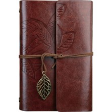 Renas Store Nectaroy Retro Vintage Yapraklı Not Defteri, Klasik Pu Deri Kapak, Seyahat Defteri, Travel Journal, Günlük, Seyahat Günlüğü, Doldurulabilir Eskiz Defteri, Sketchbook, 130X185MM
