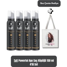 Renas Store Taft Powerful Age 5 Ekstra Güçlü Saç Köpüğü 150 ml X4 + Bez Çanta Hediyeli