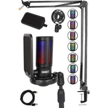 Renas Store Midex V6 Rgb Set USB Oyuncu ve Yayıncı Mikrofonu Condenser Stüdyo (Kayıt Gaming Tiktok Twitch Canlı Yayın Discord Youtube)