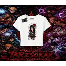 Tarzsokak Itachi Uchiha Naruto Anime Karakteri Kadın Baby Tee Beyaz