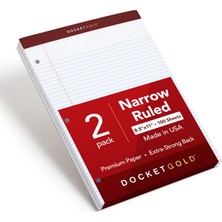 Renas Store Tops Double Disket Gold Writing "tablet, 8 – 1/2 x 11 – 3/10,2 Cm, Delikli, 3-Delik Delikli, Beyaz, Dar, Rule, 100 Yaprak Pro Blok, 2 Pads Pro Pack (99706)
