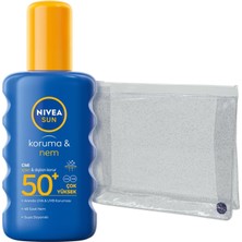 Renas Store Sun SPF50 Yüksek Güneş Koruyucu ve Nemlendirici Vücut Spreyi 200ML, Suya Dayanıklı, Çanta Hediyeli