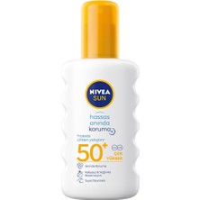 Renas Store Nıvea Sun SPF50 Anında Güneş Koruyucu Sprey 200ML, Hassas Ciltler Için Yatıştırıcı, Uva Uvb Koruması