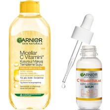 Renas Store Garnier Parlak Cilt Için Makyaj Temizleme Suyu + C Vitamini Serum Seti