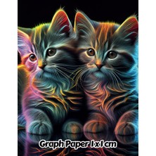 Renas Store Abstract Cat Graph Paper 1x1 Cm: 1cm Squared Grid Paper | Gift For People Who Love Kittens, Pet Lovers | For Back To School, Office, Work | 8.5 x 11 Inches | 111 Pages | V3