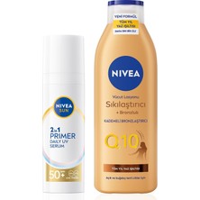 Renas Store Sun SPF50 Güneş Koruyucu Nemlendirici Makyaj Bazı 30ML ve Sıkılaştırıcı Bronzluk Vücut Losyonu 250ML