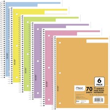 Renas Store Mead Spiral Defter, 1 Konulu Geniş Çizgili Spiral Ciltli, Pastel Renkli Sevimli Okul Defterleri, 70 Sayfa